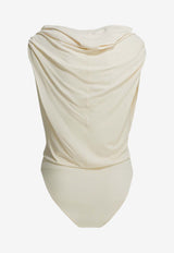 Draped Hooded Jersey Bodysuit