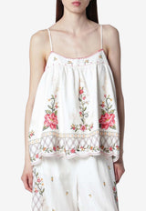 Farm Rio Floral Embroidered Strappy Top White 355785CO/T_FARM-L0025