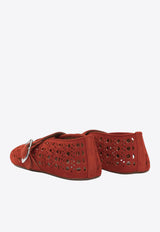 Vienne Perforated Suede Mary Jane Flats