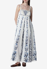 Farm Rio Flowers Arch Pleats Maxi Dress White 355503CO/T_FARM-25208