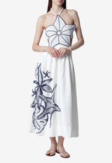 Farm Rio Coast Stars Printed Linen Midi Dress White 355385CO/T_FARM-25201