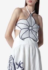 Farm Rio Coast Stars Printed Linen Midi Dress White 355385CO/T_FARM-25201