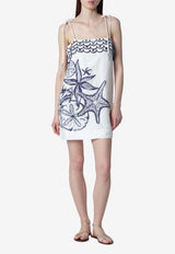 Farm Rio Coast Stars Printed Linen Mini Dress White 355368CO/T_FARM-25201