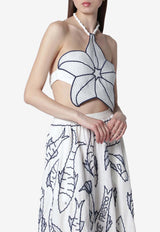 Farm Rio Coast Stars Cropped Halter Top White 363030CO/T_FARM-25201