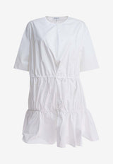 Cotton Poplin Ruched Midi Dress
