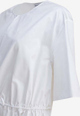 Cotton Poplin Ruched Midi Dress
