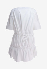 Cotton Poplin Ruched Midi Dress