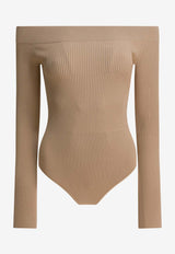 Off-Shoulder Stretch-Knit Bodysuit