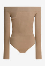 Off-Shoulder Stretch-Knit Bodysuit
