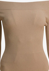 Off-Shoulder Stretch-Knit Bodysuit