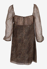 Saint Laurent Leopard Print Mini Dress Brown 859949Y7J38_9665