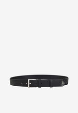 Saffiano Leather Belt with Enameled Triangle Logo