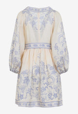 Indra Plunge Linen Mini Dress