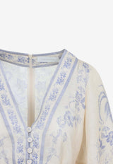 Indra Plunge Linen Mini Dress