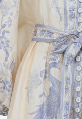 Indra Plunge Linen Mini Dress