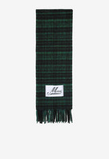 Checked Wool Mohair Blend Scarf