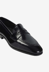 Onyx Brogue Penny Loafers