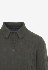 Cable-Knit Cashmere Polo Sweater