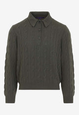 Cable-Knit Cashmere Polo Sweater