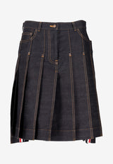Thom Browne Classic Pleated Denim Skirt Navy FGCA49AF1249_415