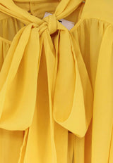 Elisabetta Franchi Silk Bodysuit Blouse with Scarf Yellow CB00661E2_EV4