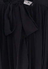 Elisabetta Franchi Silk Bodysuit Blouse with Scarf Black CB00661E2_110