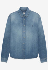 Saint Laurent Cassandre Faded Denim Shirt Blue 862246Y29YA_4428