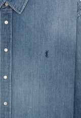 Saint Laurent Cassandre Faded Denim Shirt Blue 862246Y29YA_4428
