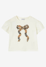 Burberry Kids Girls T-shirt with Checked-Pattern Bow White 8129919120574/T_BURBE-A2014