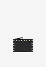 Valentino Rockstud Zip Leather Cardholder Black 9W2P0605VSH/T_VALE-0NO
