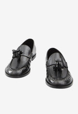 The Row Tassel Leather Loafers Black F1242-L60-BLK