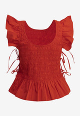 Smocked Lace-Up Top