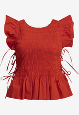 Smocked Lace-Up Top