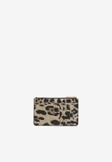 Dolce & Gabbana Leopard Print Leather Zip Cardholder Brown BI1261AX566/T_DOLCE-HY13M