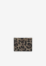 Dolce & Gabbana Leopard Print Dauphine Leather Cardholder Brown BI0330AX566/T_DOLCE-HY13M