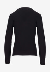 P.A.R.O.S.H Cipria V-neck Ribbed T-shirt Black D511672CIPRIA26_013