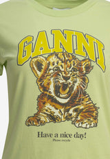 GANNI Baby Tiger Printed T-shirt Green A1050249ZZ7_100ff267-9caf-4e6c-a046-c983d46efa09