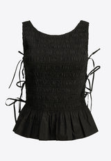 GANNI Poplin Smocked Top Black A1040517099_a8bed5ea-bd4d-43e4-83bf-dd7c39bcf76e