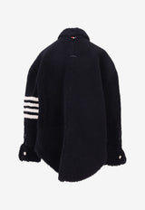 Thom Browne Supersized Shirt Jacket with 4-bar Stripes Navy FLL122C02821_415