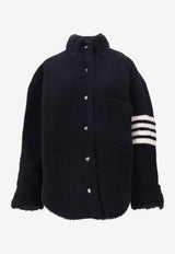 Thom Browne Supersized Shirt Jacket with 4-bar Stripes Navy FLL122C02821_415