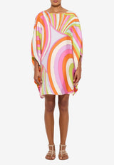 Iride Print Mini Silk Kaftan Dress