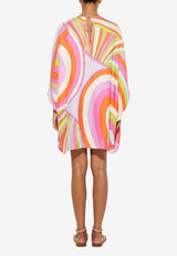 Iride Print Mini Silk Kaftan Dress