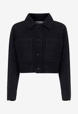 Max Mara Poggio Wool and Cashmere Boxy Jacket Navy 2611911061650MXMPOGG_003