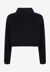 Max Mara Poggio Wool and Cashmere Boxy Jacket Navy 2611911061650MXMPOGG_003