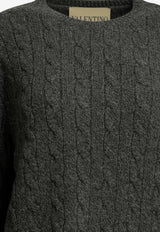 Valentino VLogo Cable Knit Wool Sweater Gray 9B3KC75DADH081_6341b539-87c9-4a14-acf3-874904cb2c3d
