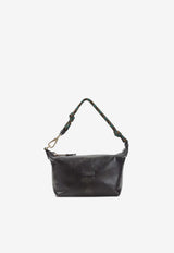Embossed Logo Leather Shoulder Bag