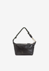 Embossed Logo Leather Shoulder Bag