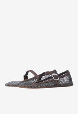 Alaïa Fishnet Crystal Mesh Ballet Flats Brown AA3A029A023--U15