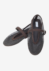 Alaïa Fishnet Crystal Mesh Ballet Flats Brown AA3A029A023--U15