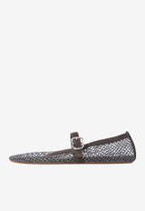 Alaïa Fishnet Crystal Mesh Ballet Flats Brown AA3A029A023--U15